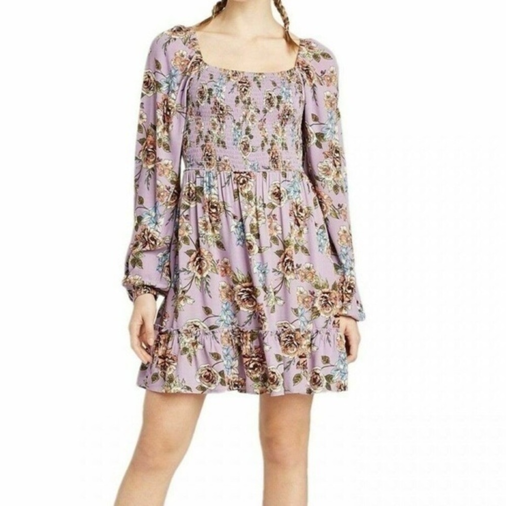 CLEARANCE NWOT Lilac Purple Floral Smocked Dress XS Coquette Cottage core New